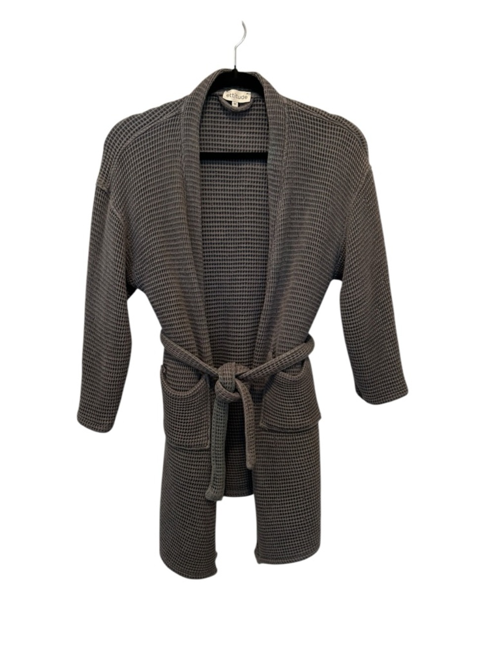 ettitude 100% Bamboo Lyocell Spa Bathrobe M Slow Fashion Robe Waffle Knit Cozy
